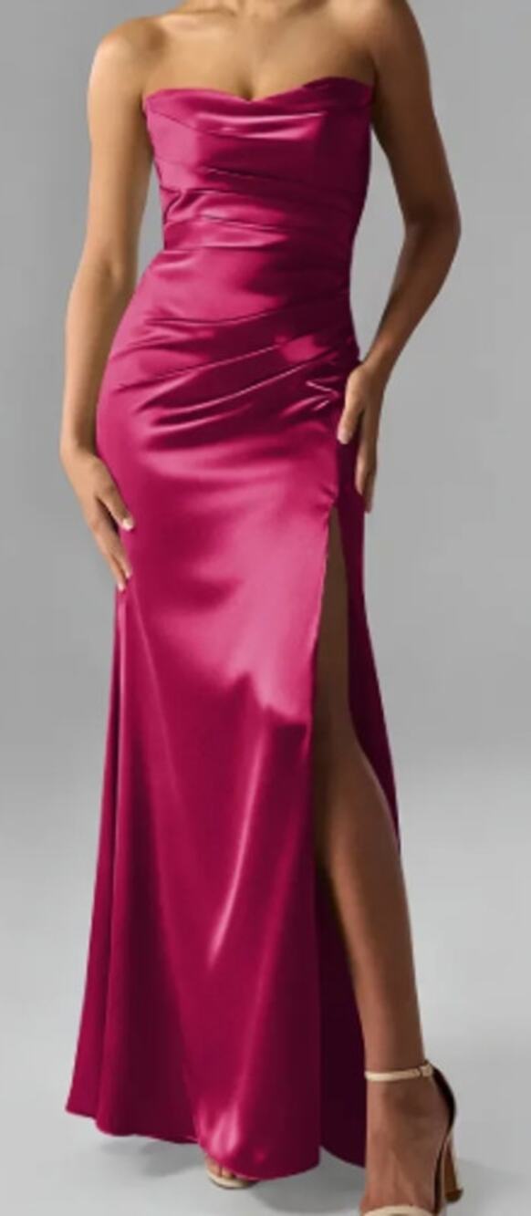 AW BRIDAL sz 4 S jester red crystal satin Terry formal gala maxi dress NEW B59